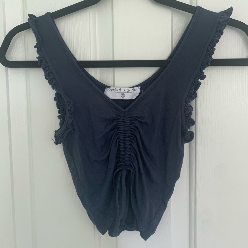 Emma & Sam Ruched Front Tie Top